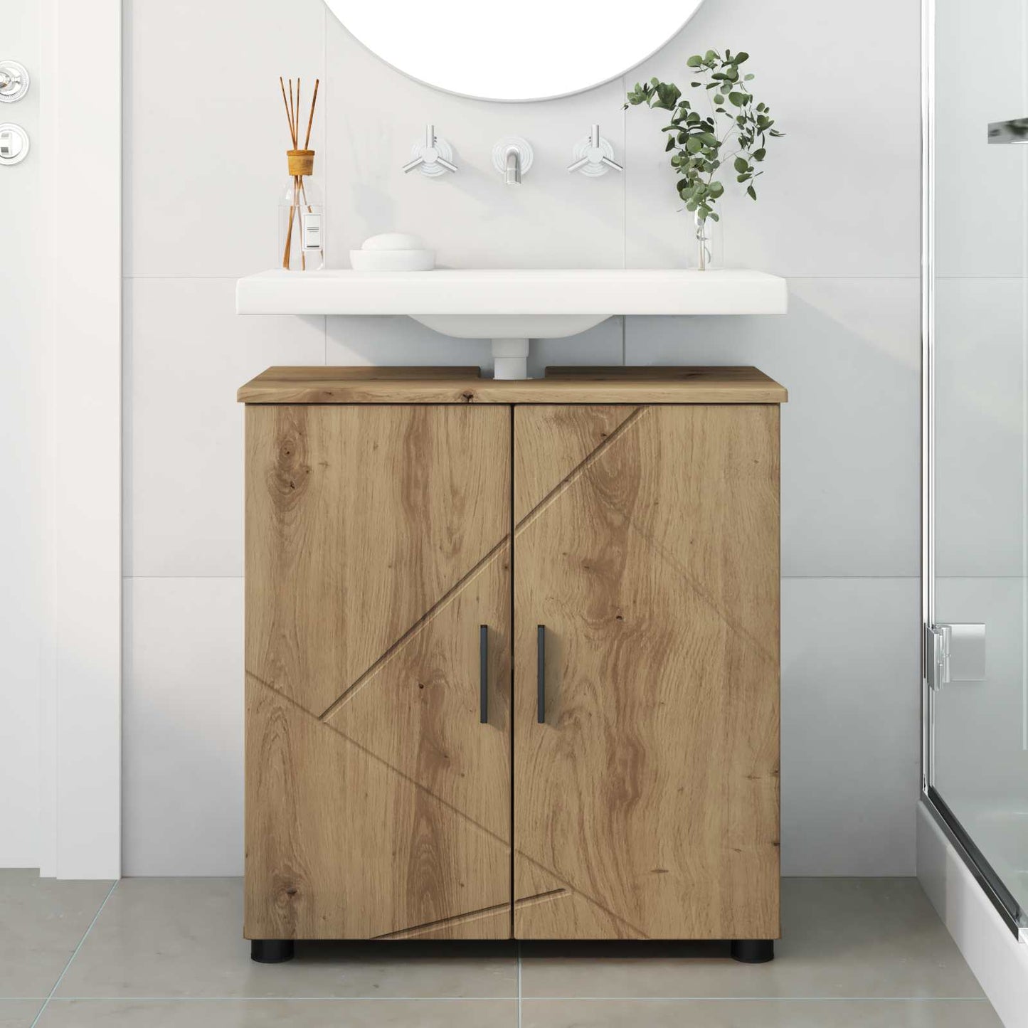 vidaXL Bathroom Cabinet with Storage Artisan Oak 61 x 35 x 64 cm