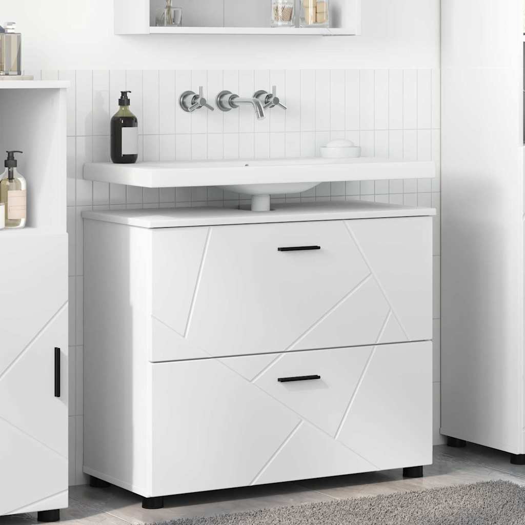 vidaXL Bathroom Cabinet with Drawer with Door White 76.5 x 35 x 64 cm