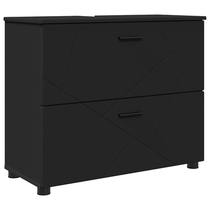 vidaXL Bathroom Cabinet with Drawer with Door Black 76.5 x 35 x 64 cm