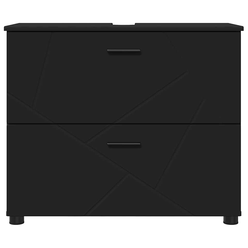 vidaXL Bathroom Cabinet with Drawer with Door Black 76.5 x 35 x 64 cm