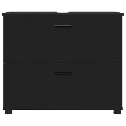 vidaXL Bathroom Cabinet with Drawer with Door Black 76.5 x 35 x 64 cm