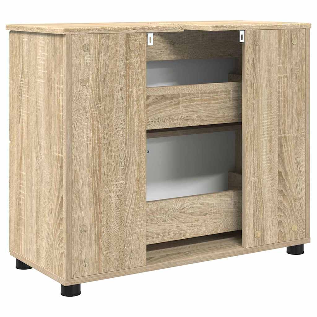 vidaXL Bathroom Cabinet with Drawer Sonoma Oak 76.5 x 35 x 64 cm