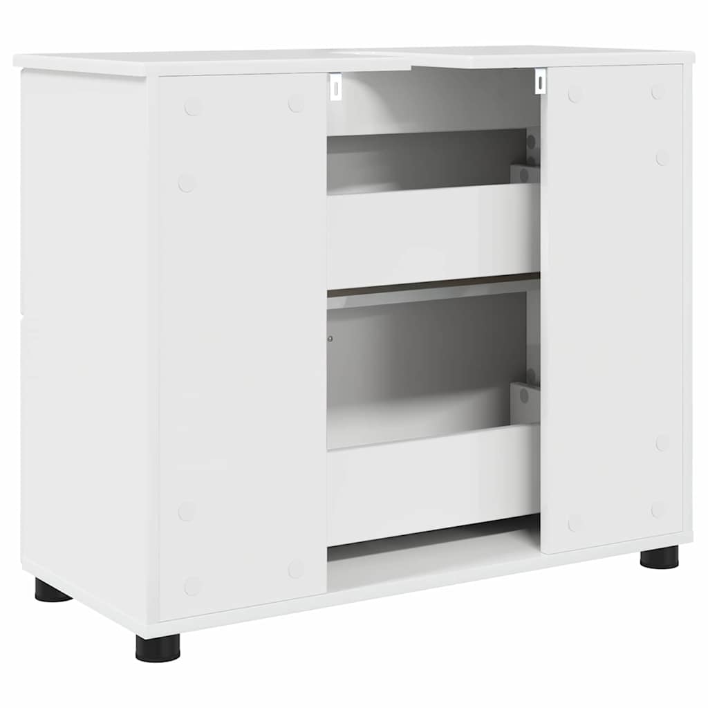 vidaXL Bathroom Cabinet with Drawer High Gloss White 76.5 x 35 x 64 cm
