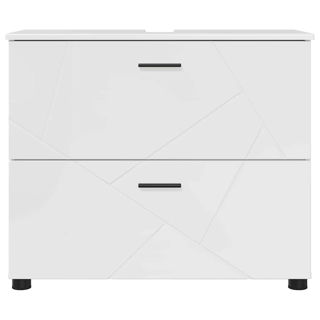 vidaXL Bathroom Cabinet with Drawer High Gloss White 76.5 x 35 x 64 cm