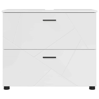 vidaXL Bathroom Cabinet with Drawer High Gloss White 76.5 x 35 x 64 cm