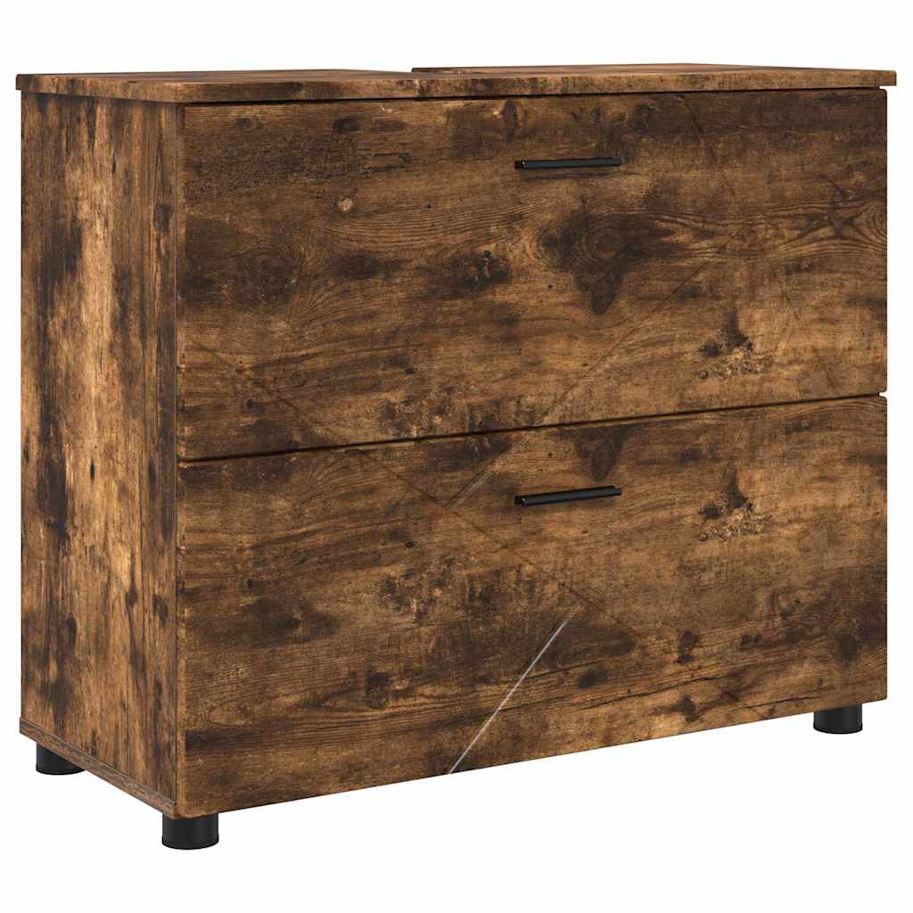 vidaXL Bathroom Cabinet with Drawer Smoked Oak 76.5 x 35 x 64 cm