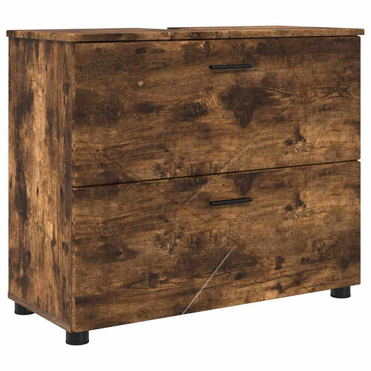 vidaXL Bathroom Cabinet with Drawer Smoked Oak 76.5 x 35 x 64 cm
