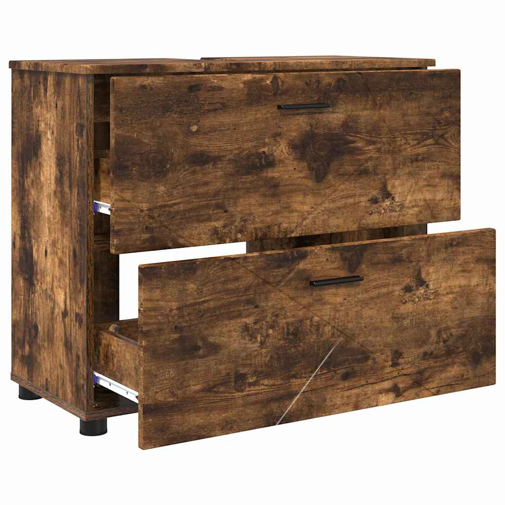 vidaXL Bathroom Cabinet with Drawer Smoked Oak 76.5 x 35 x 64 cm