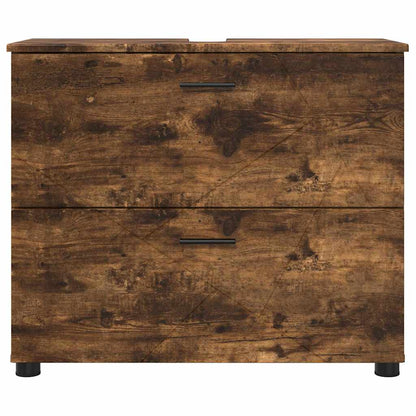 vidaXL Bathroom Cabinet with Drawer Smoked Oak 76.5 x 35 x 64 cm