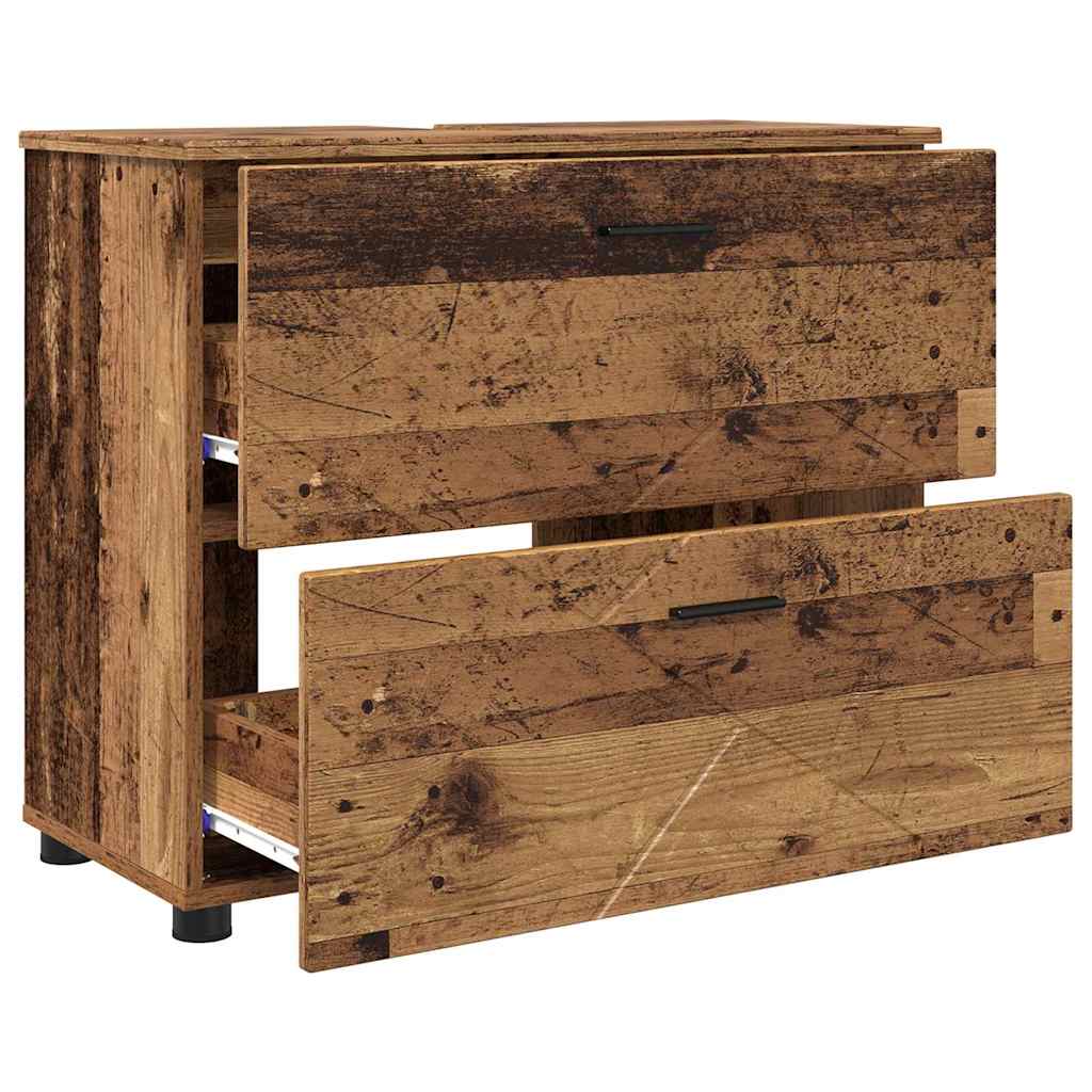 vidaXL Bathroom Cabinet with Drawer Old Wood 76.5 x 35 x 64 cm