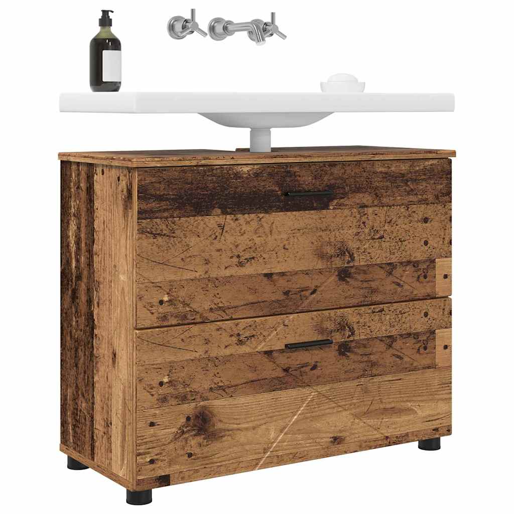vidaXL Bathroom Cabinet with Drawer Old Wood 76.5 x 35 x 64 cm