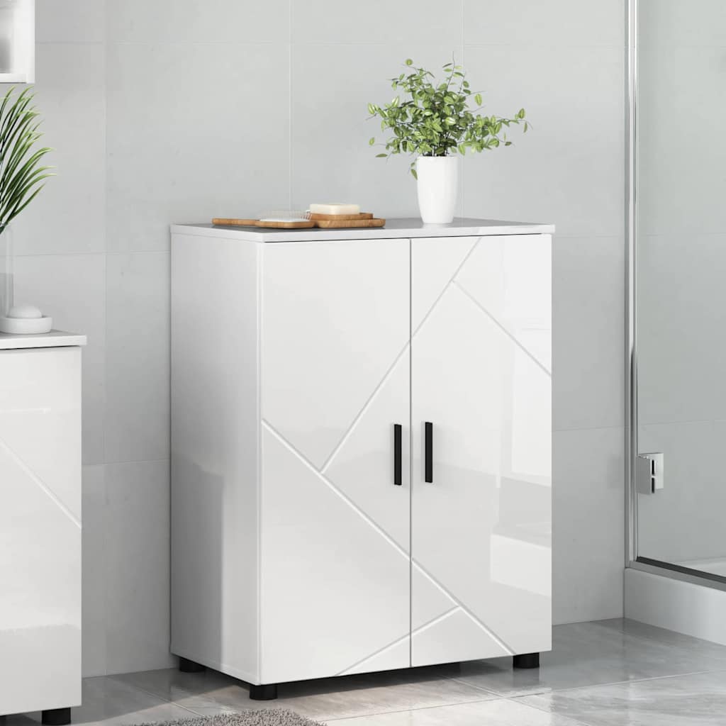 vidaXL Bathroom Cabinet with Storage High Gloss White 60 x 35 x 80 cm