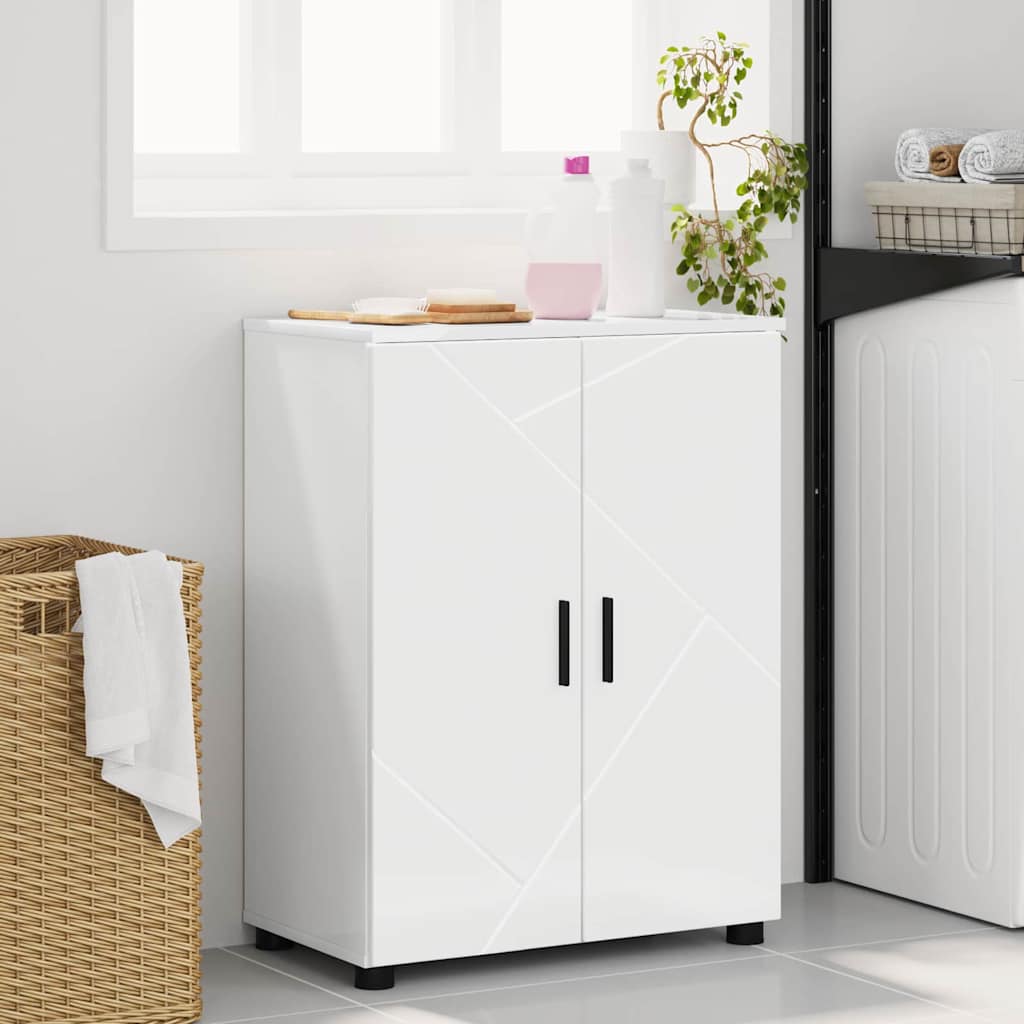vidaXL Bathroom Cabinet with Storage High Gloss White 60 x 35 x 80 cm