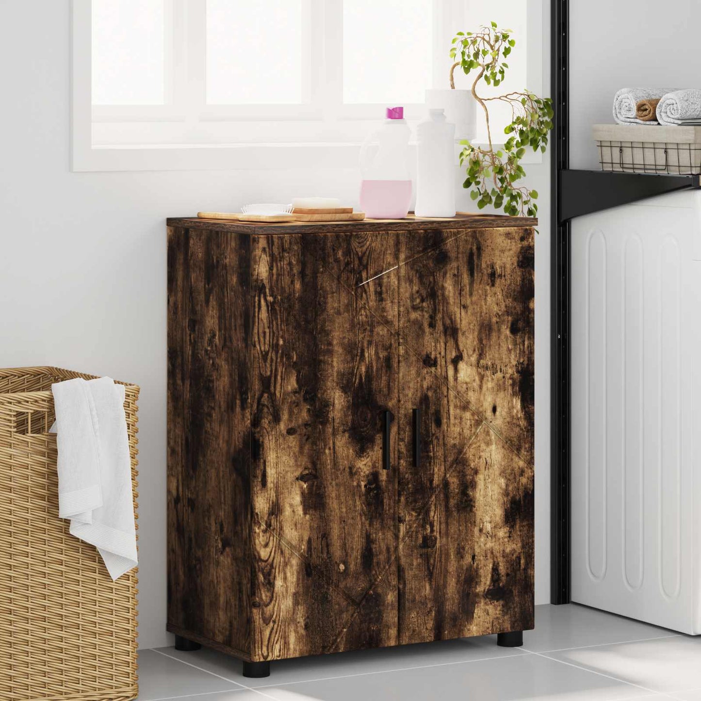 vidaXL Bathroom Cabinet Smoked Oak 60 x 35 x 80 cm