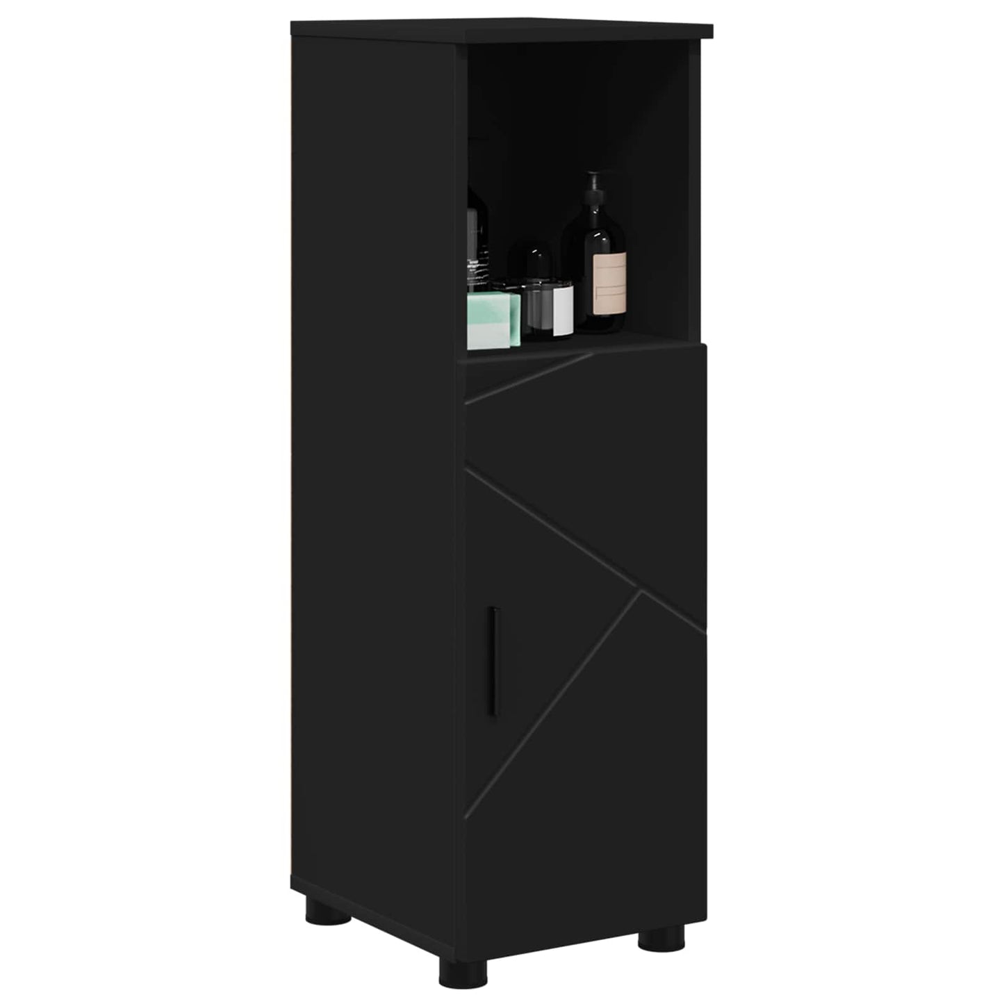 vidaXL Bathroom Cabinet Black 30 x 35 x 95 cm Engineered wood & Metal