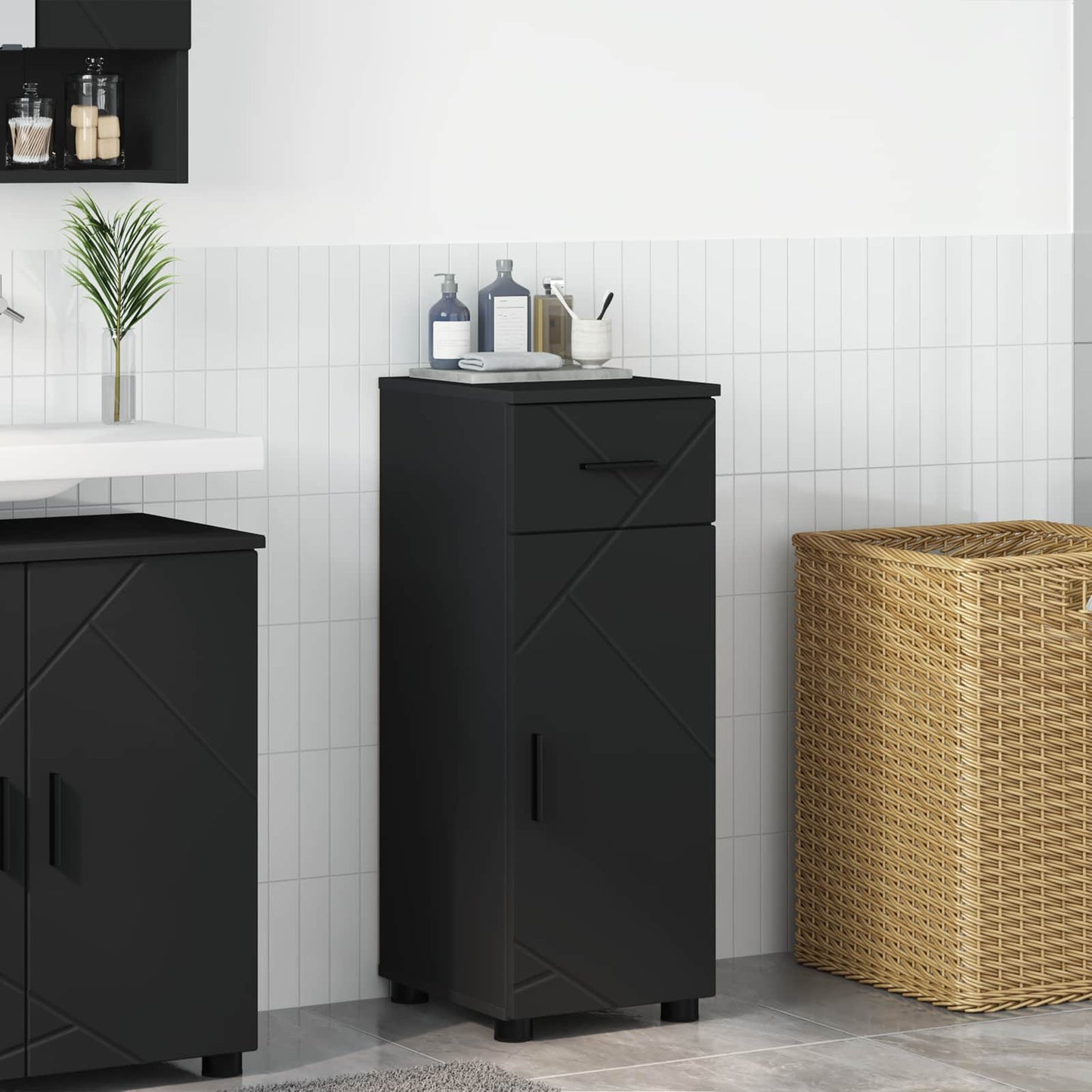 vidaXL Bathroom Cabinet Black 30 x 35 x 80 cm Engineered wood, Metal