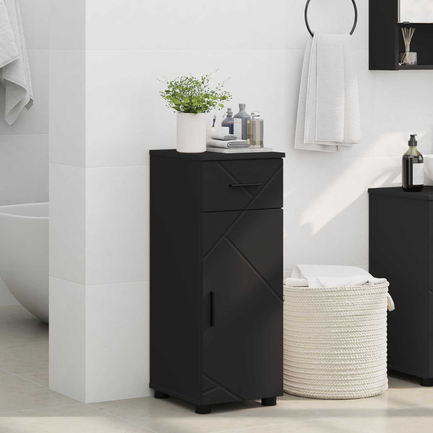 vidaXL Bathroom Cabinet Black 30 x 35 x 80 cm Engineered wood, Metal