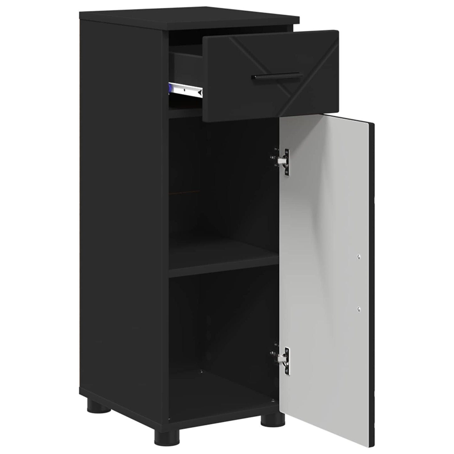 vidaXL Bathroom Cabinet Black 30 x 35 x 80 cm Engineered wood, Metal