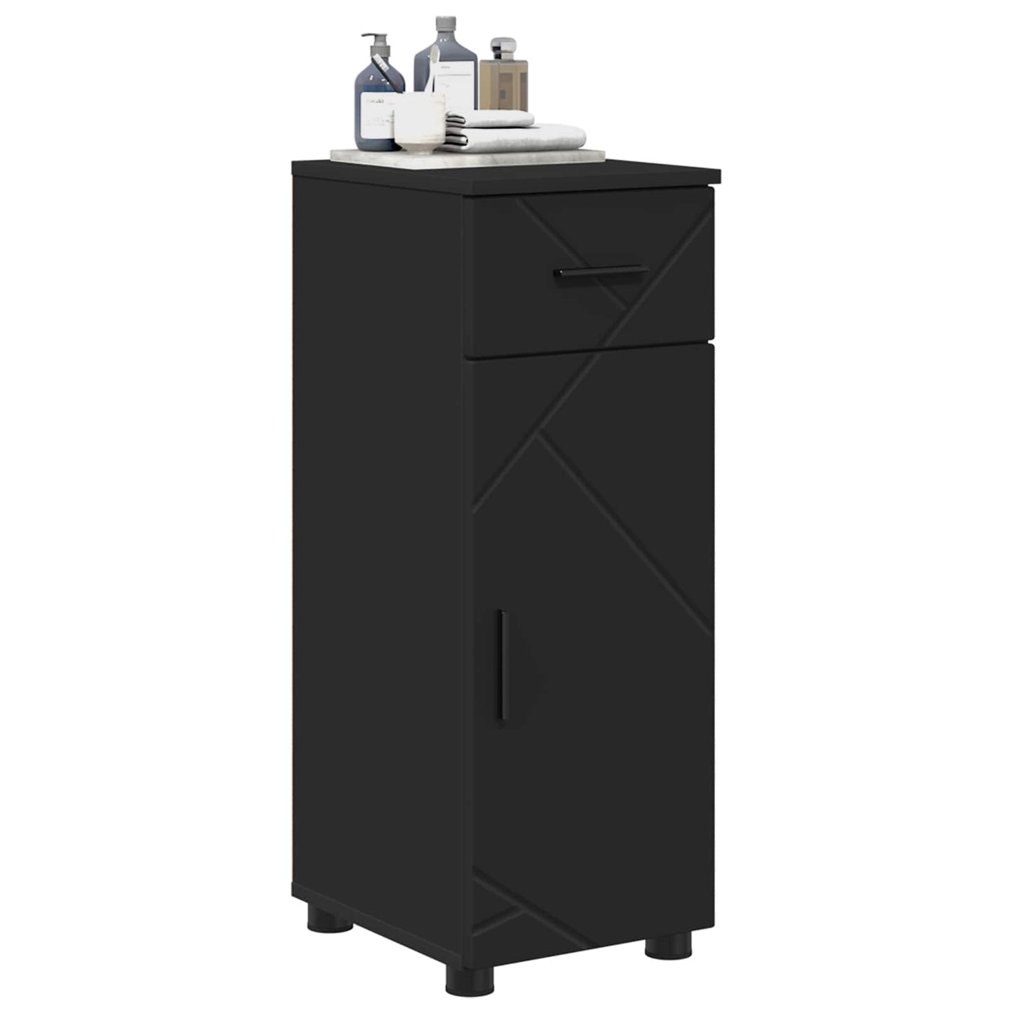 vidaXL Bathroom Cabinet Black 30 x 35 x 80 cm Engineered wood, Metal