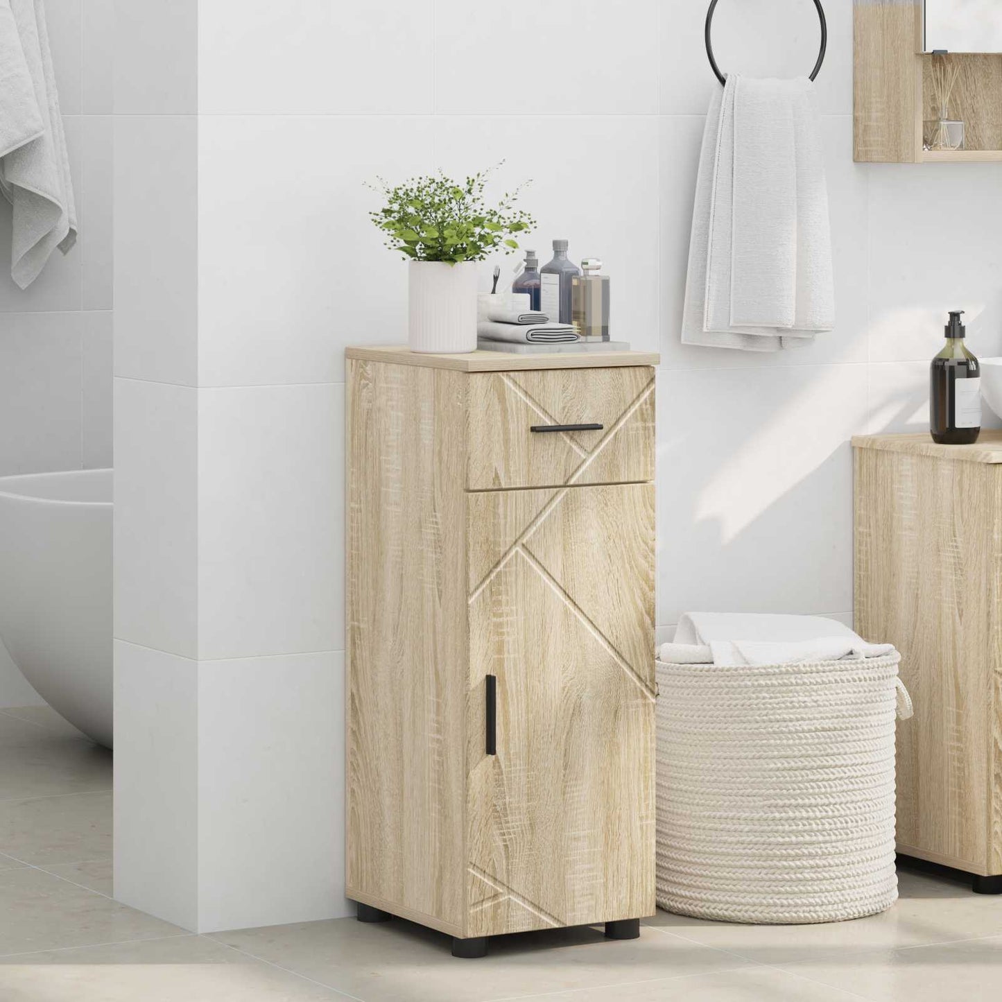 vidaXL Bathroom Cabinet with Drawer Sonoma Oak 30 x 35 x 80 cm