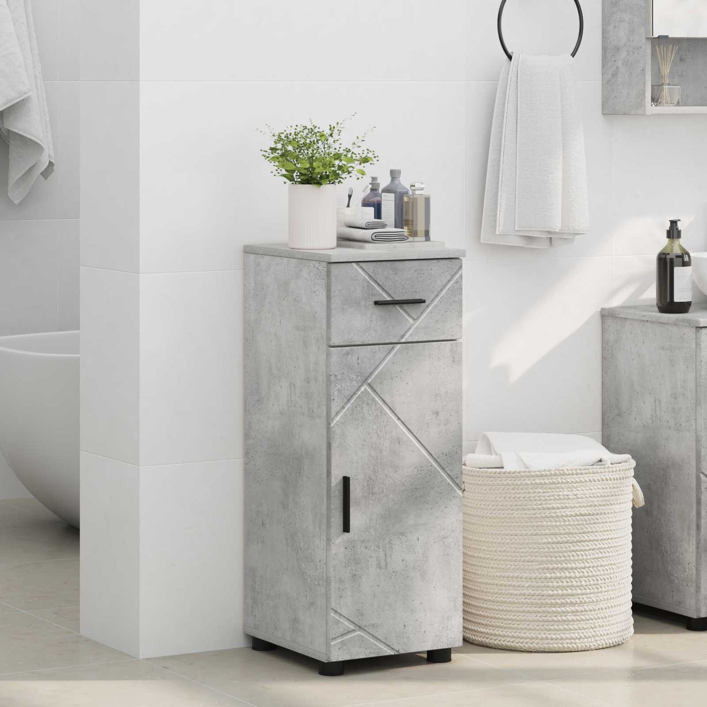 vidaXL Bathroom Cabinet Concrete Grey 30 x 35 x 80 cm