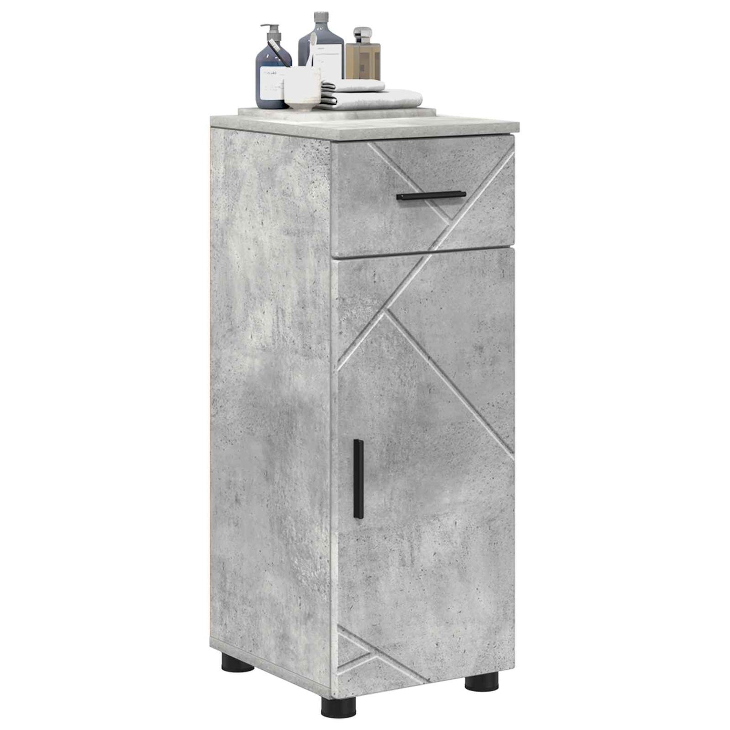 vidaXL Bathroom Cabinet with Drawer Concrete Grey 30 x 35 x 80 cm