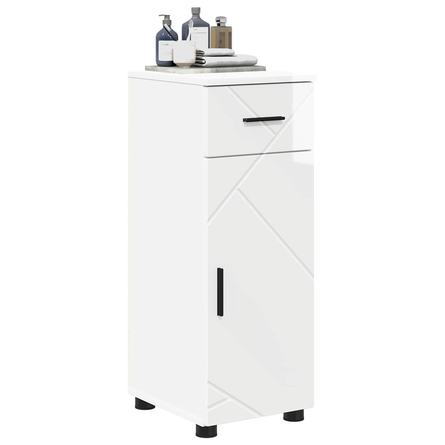 vidaXL Bathroom Cabinet with Drawer High Gloss White 30 x 35 x 80 cm