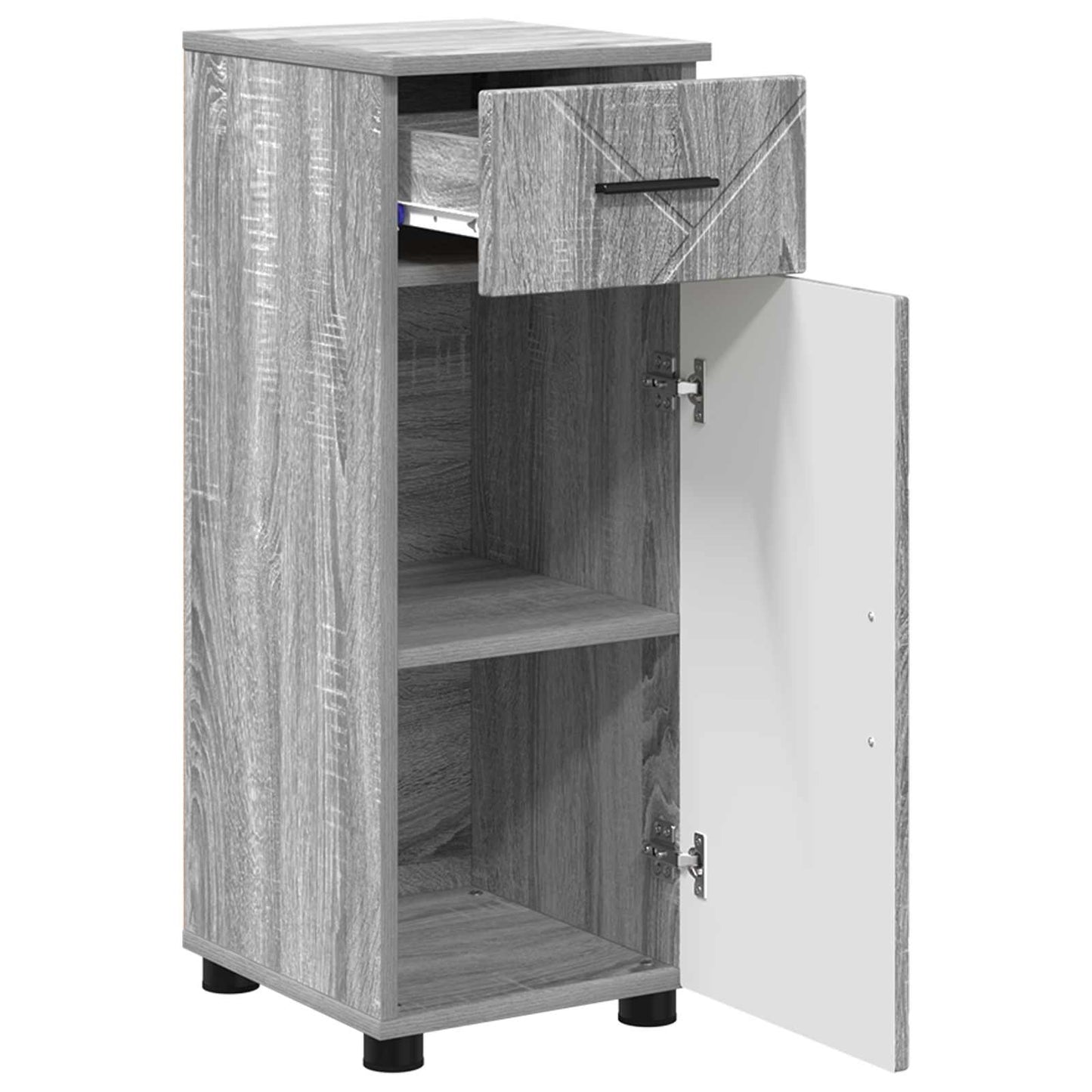vidaXL Bathroom Cabinet with Drawer Grey Sonoma 30 x 35 x 80 cm