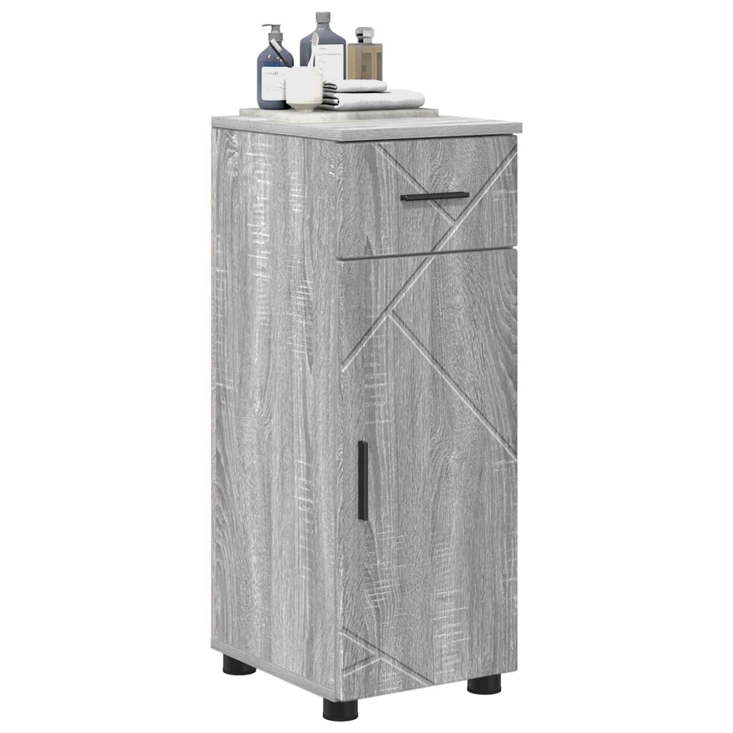 vidaXL Bathroom Cabinet with Drawer Grey Sonoma 30 x 35 x 80 cm