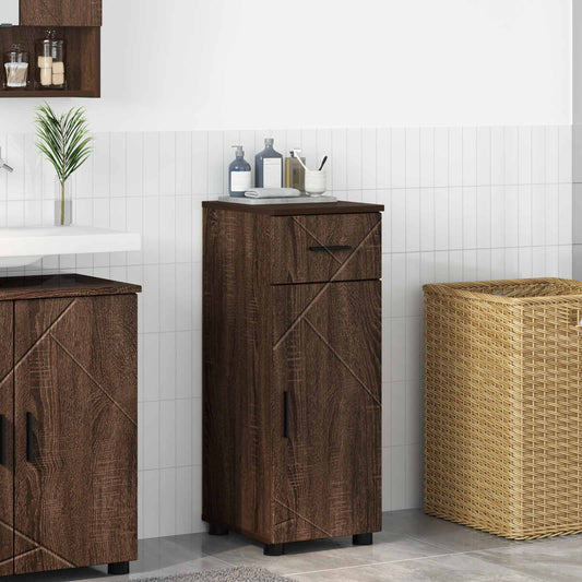 vidaXL Bathroom Cabinet with Drawer Brown Oak 30 x 35 x 80 cm