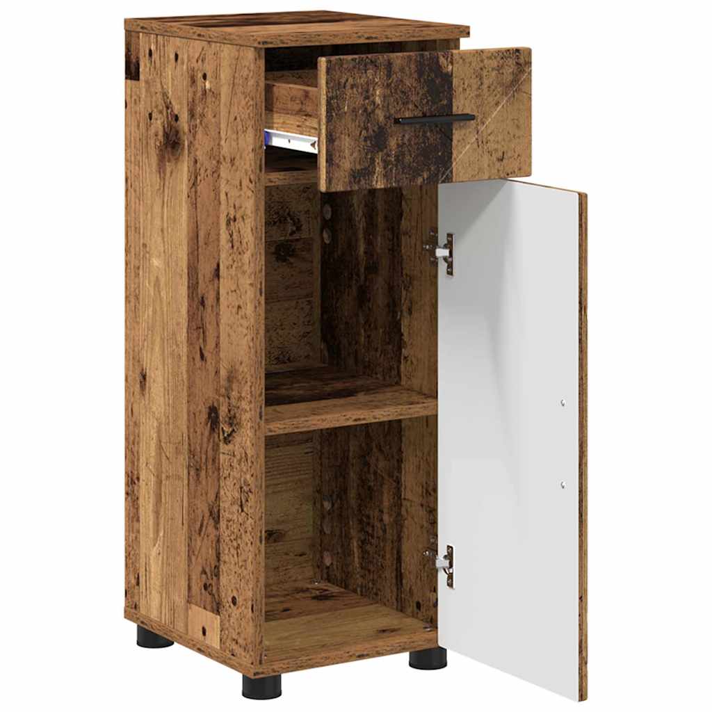 vidaXL Bathroom Cabinet with Drawer with Door Old Wood 30 x 35 x 80 cm