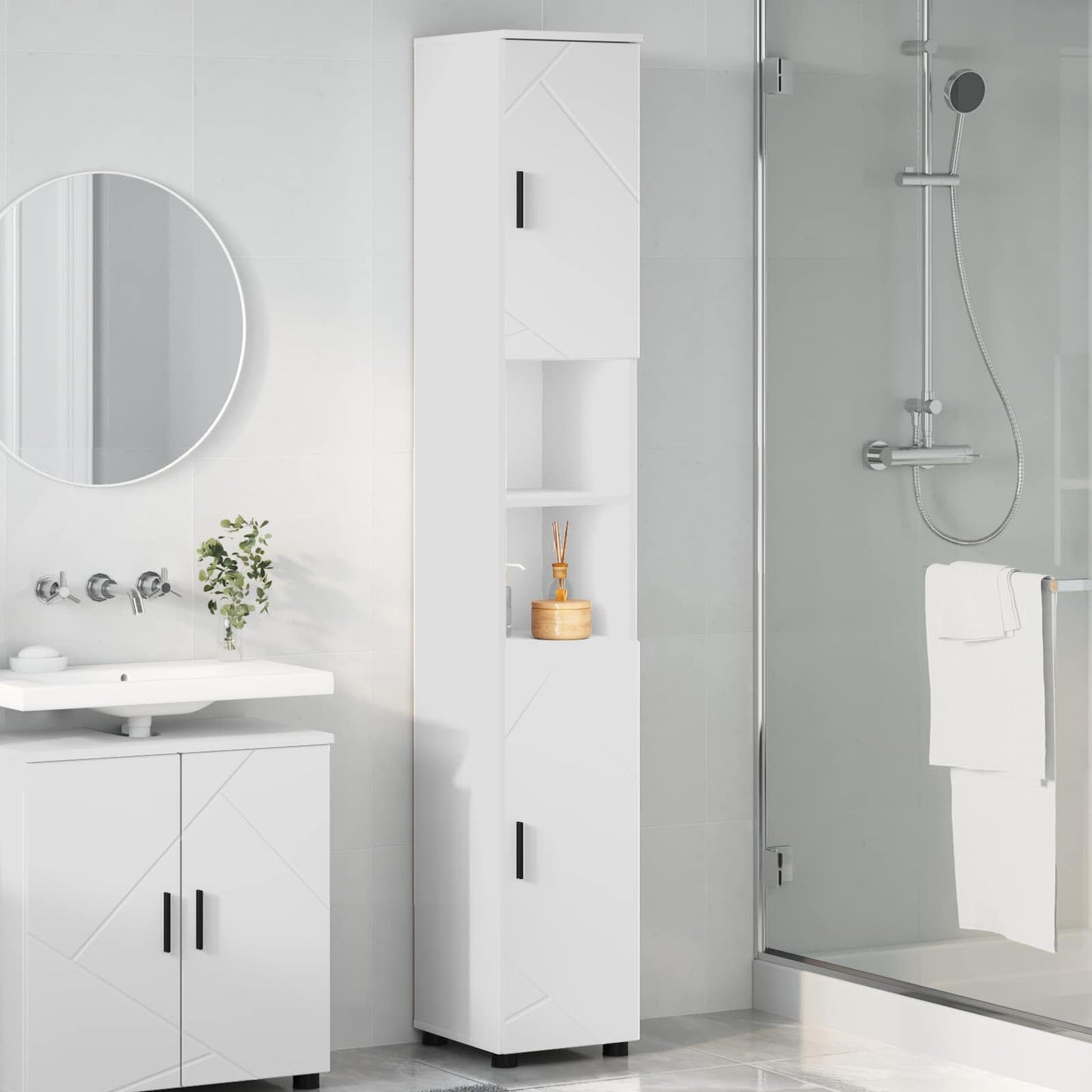 vidaXL Bathroom Cabinet White 30 x 35 x 192 cm Engineered wood, Metal