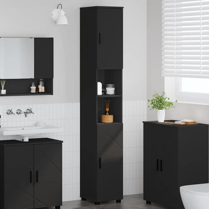 vidaXL Bathroom Cabinet Black 30 x 35 x 192 cm Engineered wood & Metal