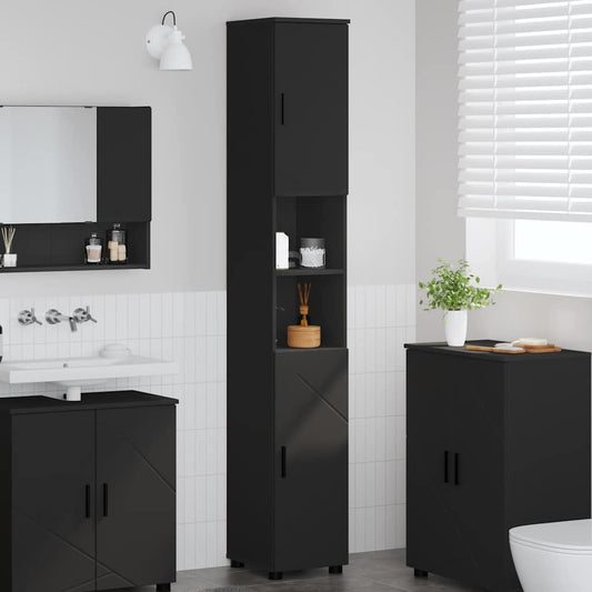 vidaXL Bathroom Cabinet Black 30 x 35 x 192 cm Engineered wood & Metal