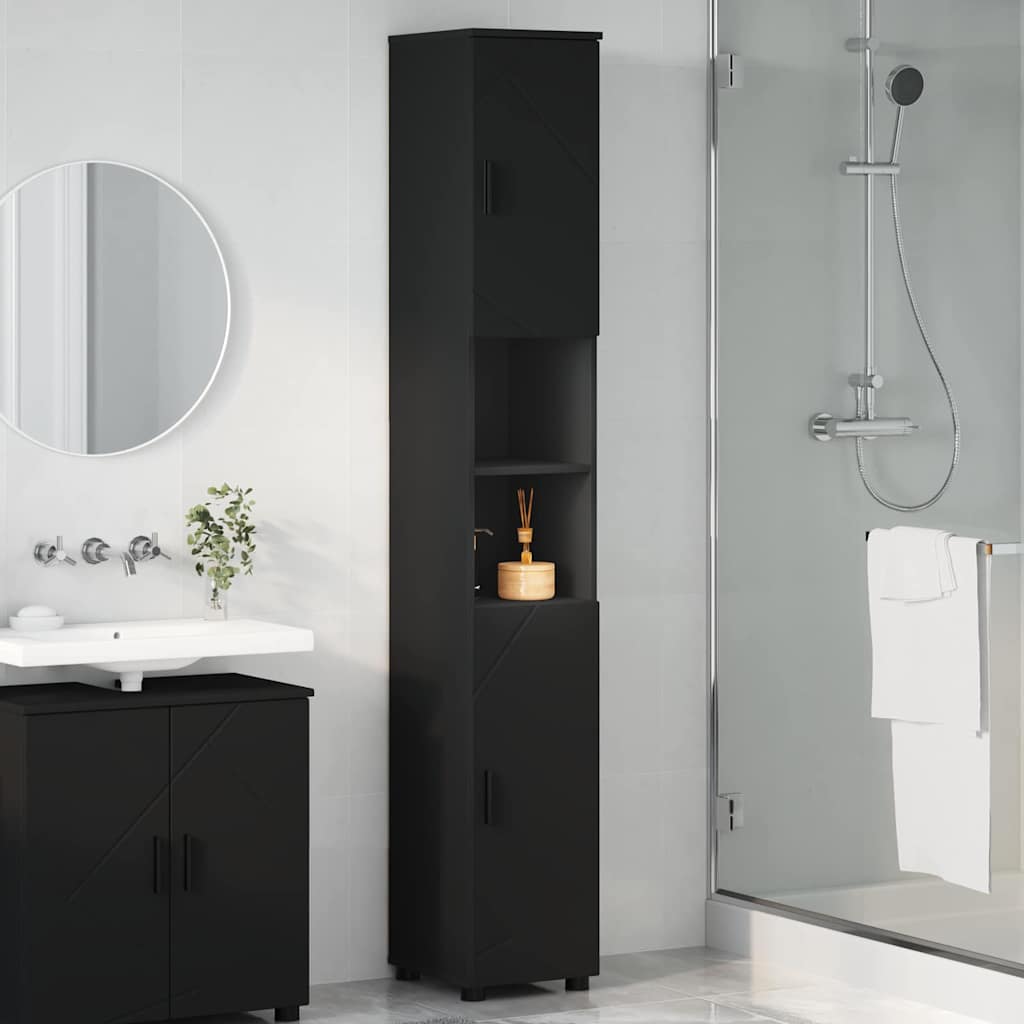 vidaXL Bathroom Cabinet Black 30 x 35 x 192 cm Engineered wood & Metal