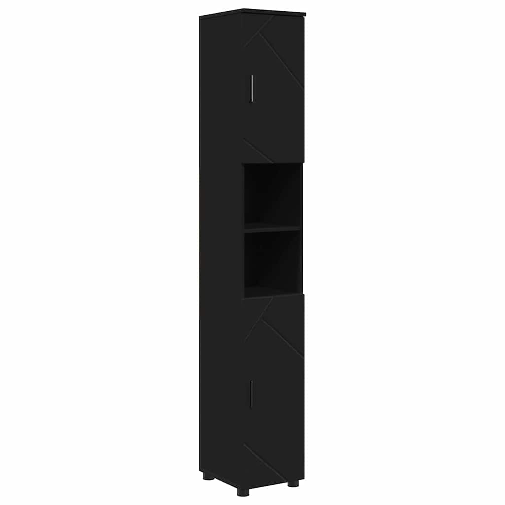 vidaXL Bathroom Cabinet Black 30 x 35 x 192 cm Engineered wood & Metal