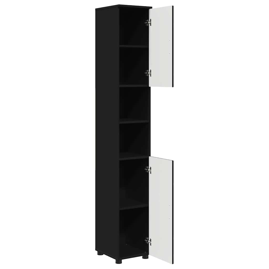 vidaXL Bathroom Cabinet Black 30 x 35 x 192 cm Engineered wood & Metal