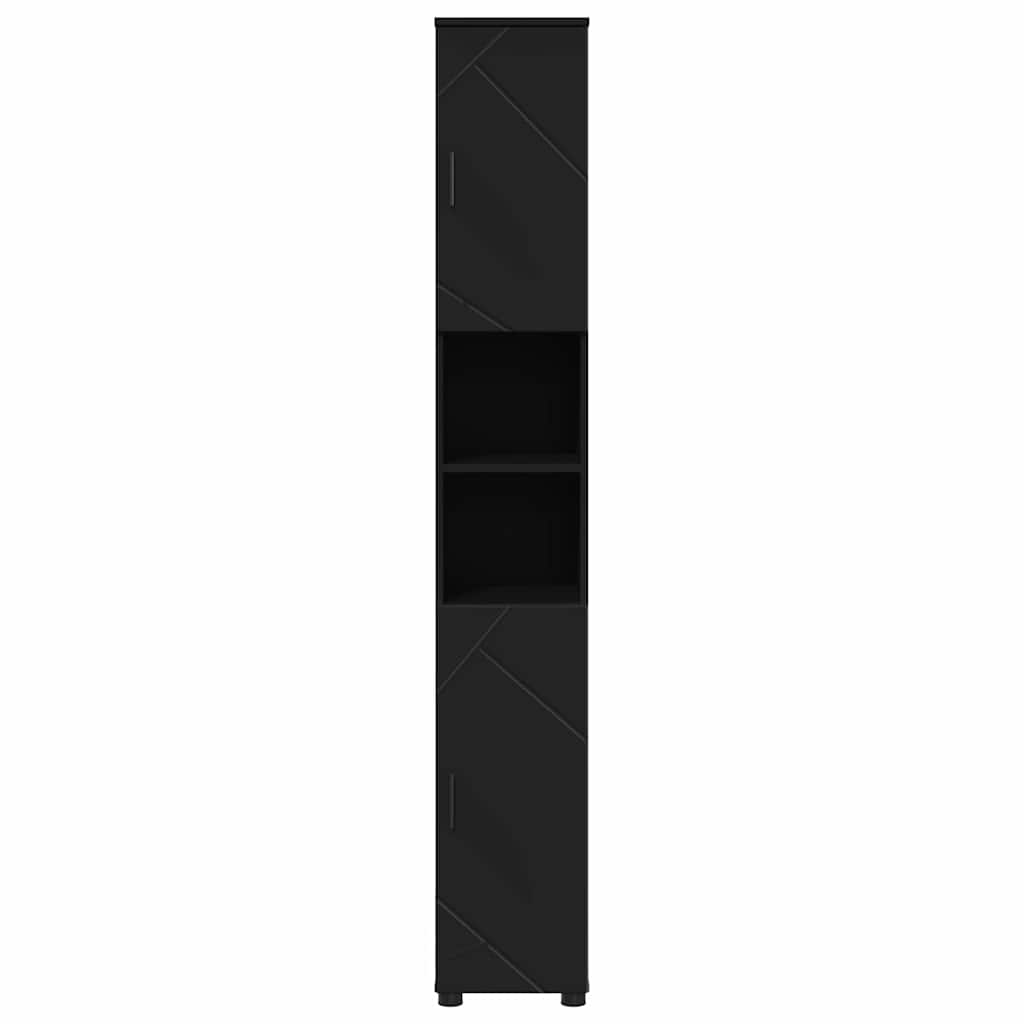 vidaXL Bathroom Cabinet Black 30 x 35 x 192 cm Engineered wood & Metal