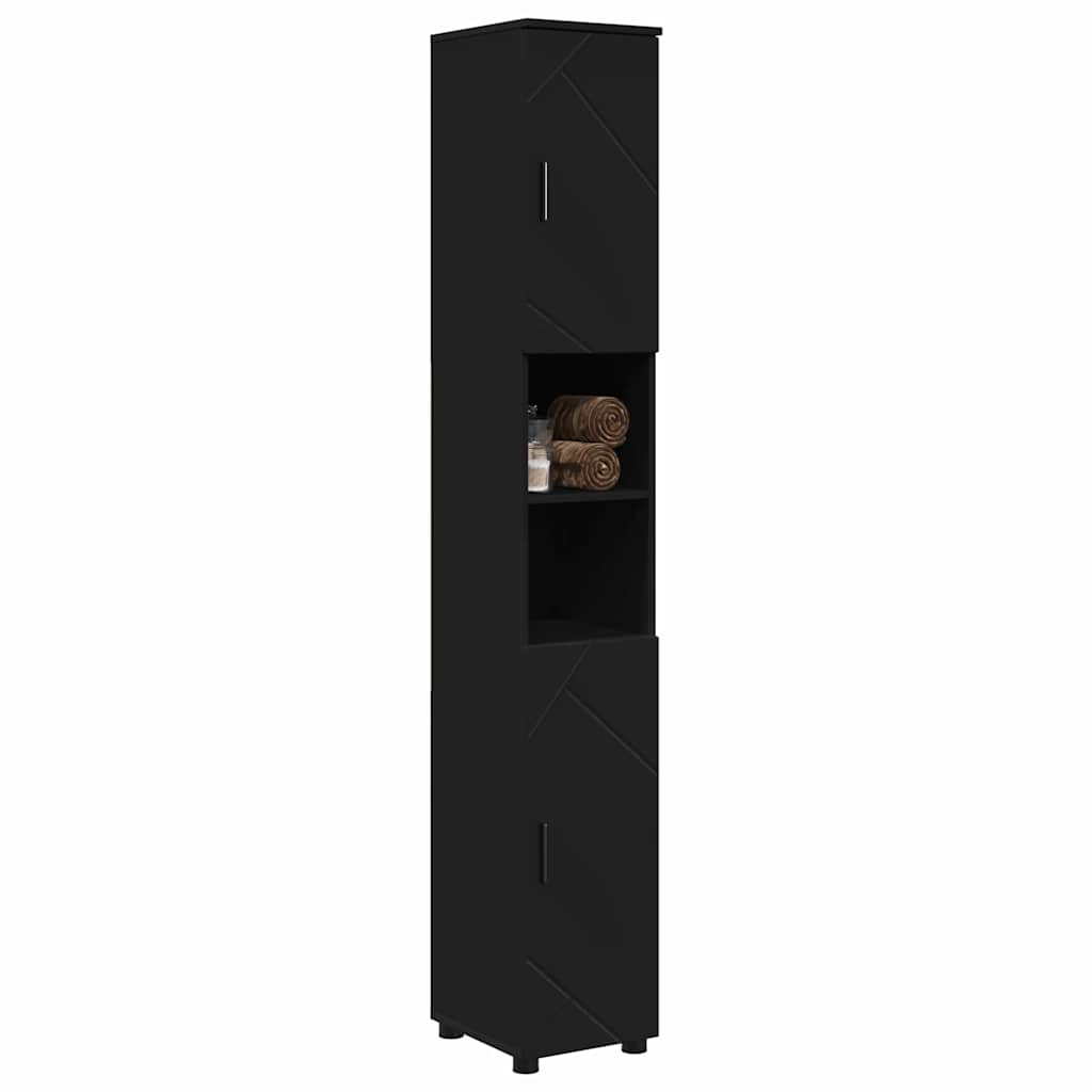 vidaXL Bathroom Cabinet Black 30 x 35 x 192 cm Engineered wood & Metal