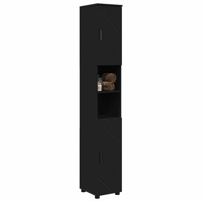 vidaXL Bathroom Cabinet Black 30 x 35 x 192 cm Engineered wood & Metal