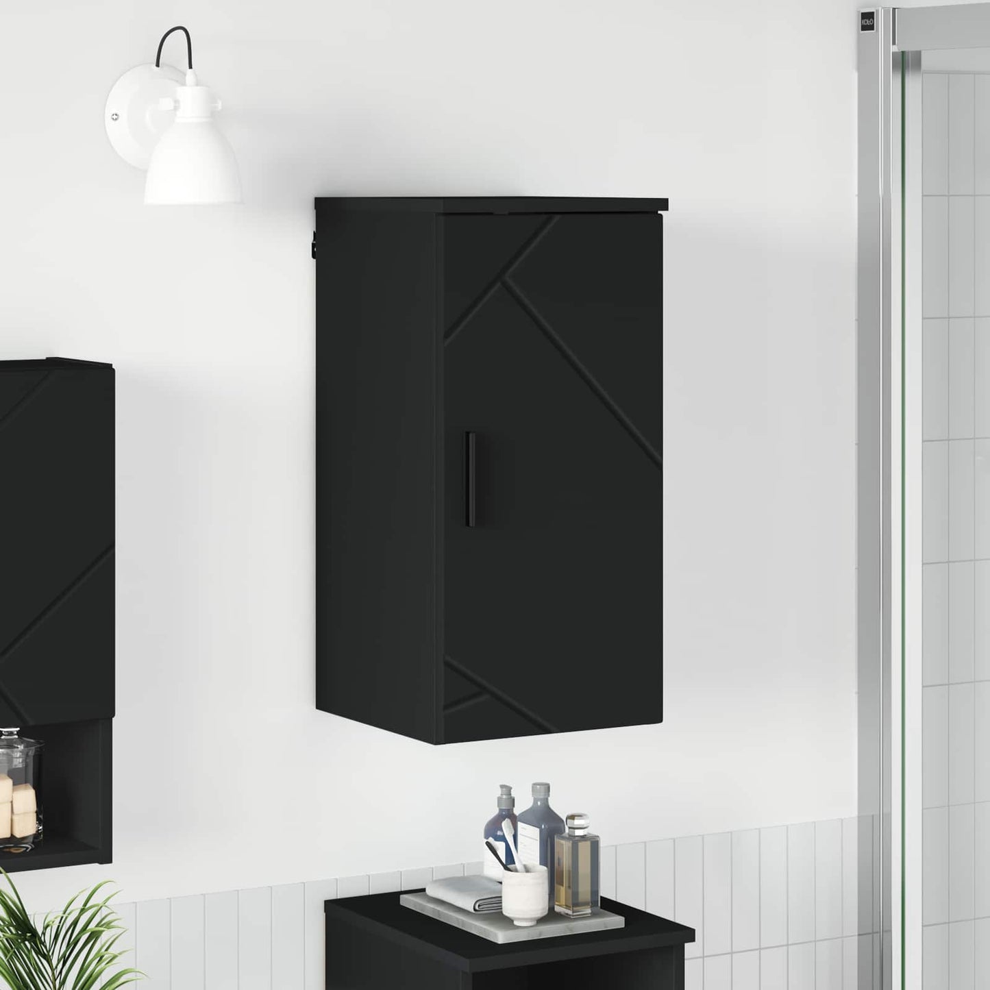 vidaXL Bathroom Cabinet Wall-mounted with Door Black 30 x 31.5 x 61 cm