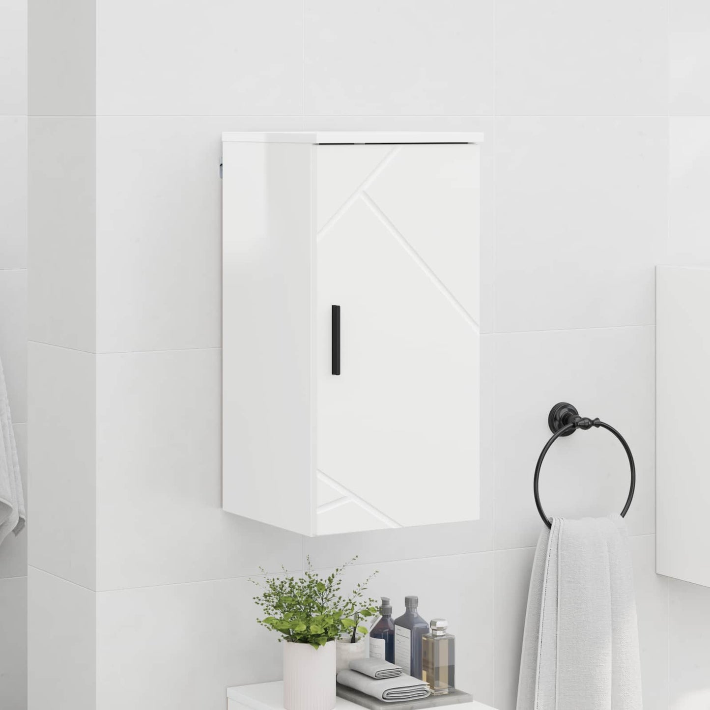 vidaXL Bathroom Cabinet with Door High Gloss White 30 x 31.5 x 61 cm