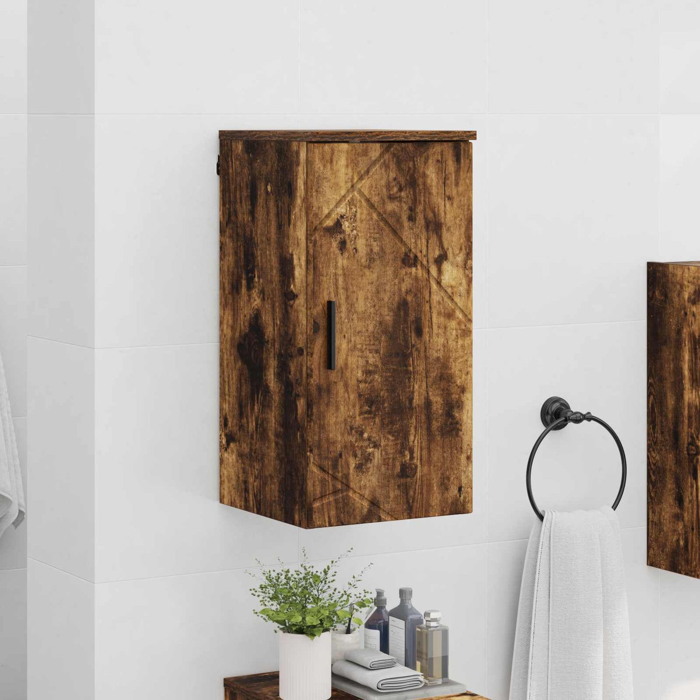 vidaXL Bathroom Cabinet Wall-mounted Smoked Oak 30 x 31.5 x 61 cm