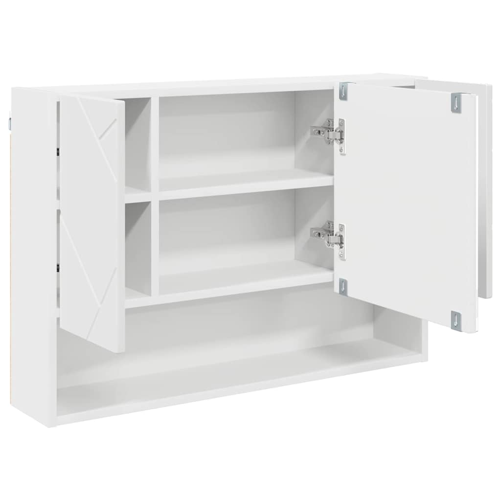 vidaXL Mirror Cabinet with Door White 80 x 17 x 55 cm Engineered Wood