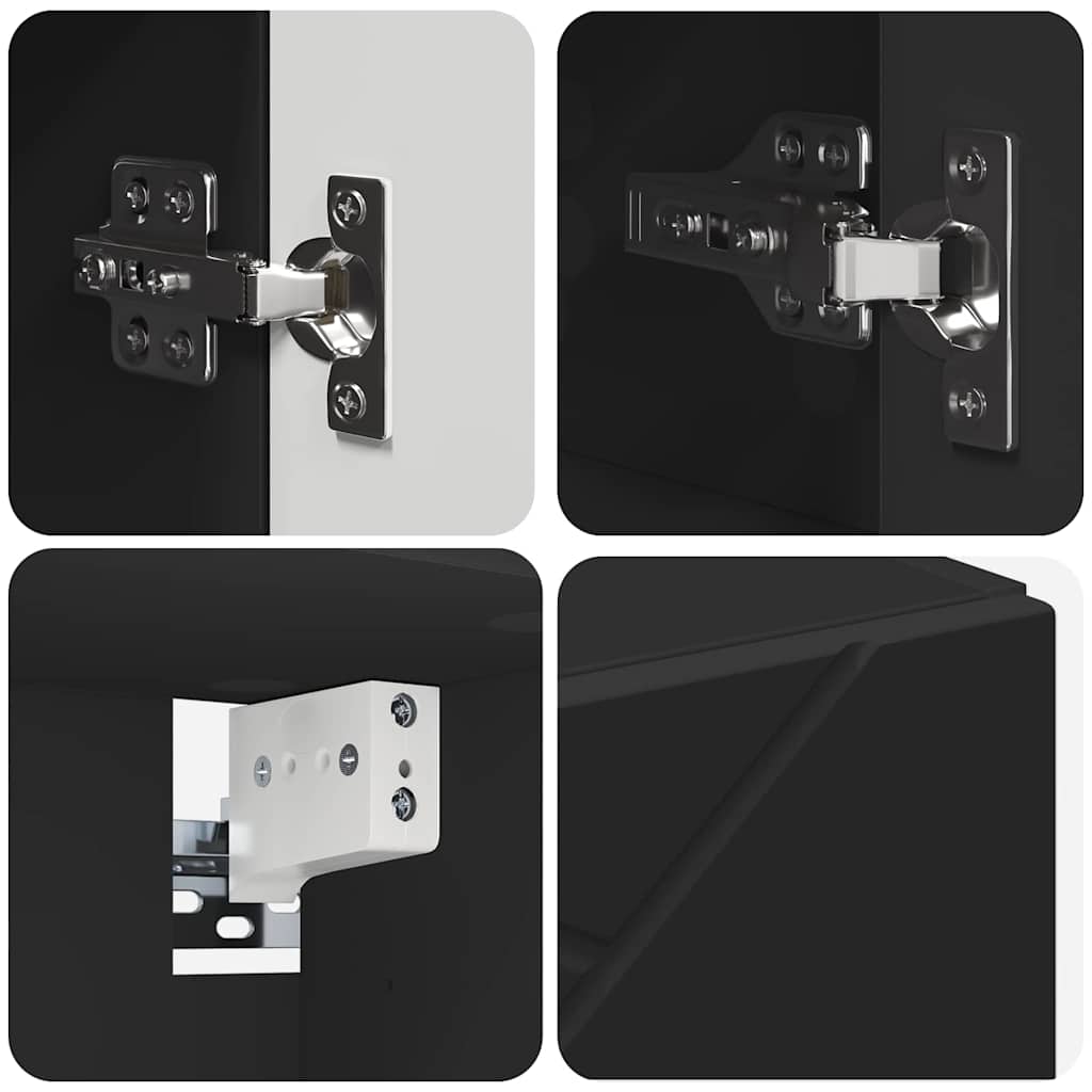 vidaXL Mirror Cabinet with Door Black 80 x 17 x 55 cm Engineered Wood