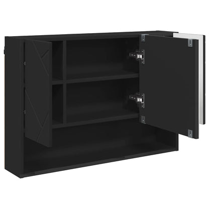 vidaXL Mirror Cabinet with Door Black 80 x 17 x 55 cm Engineered Wood