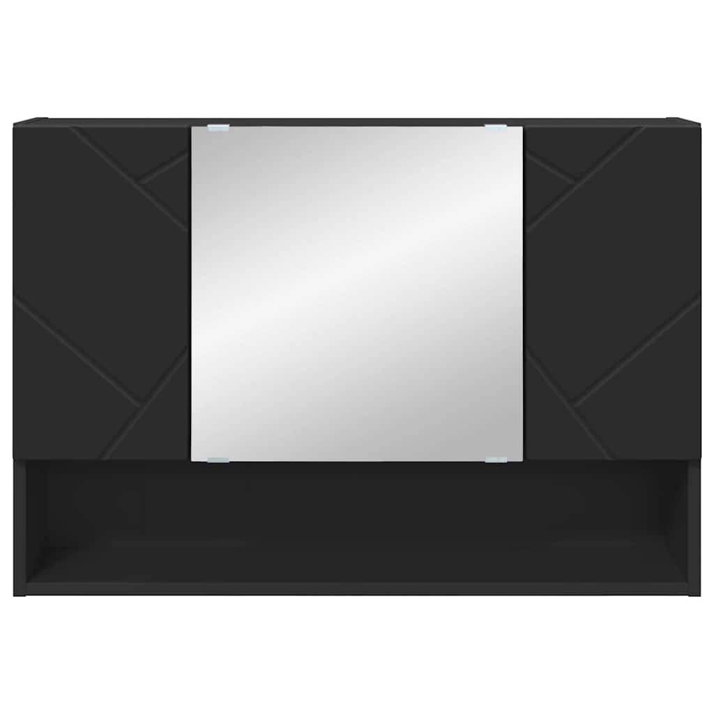 vidaXL Mirror Cabinet with Door Black 80 x 17 x 55 cm Engineered Wood