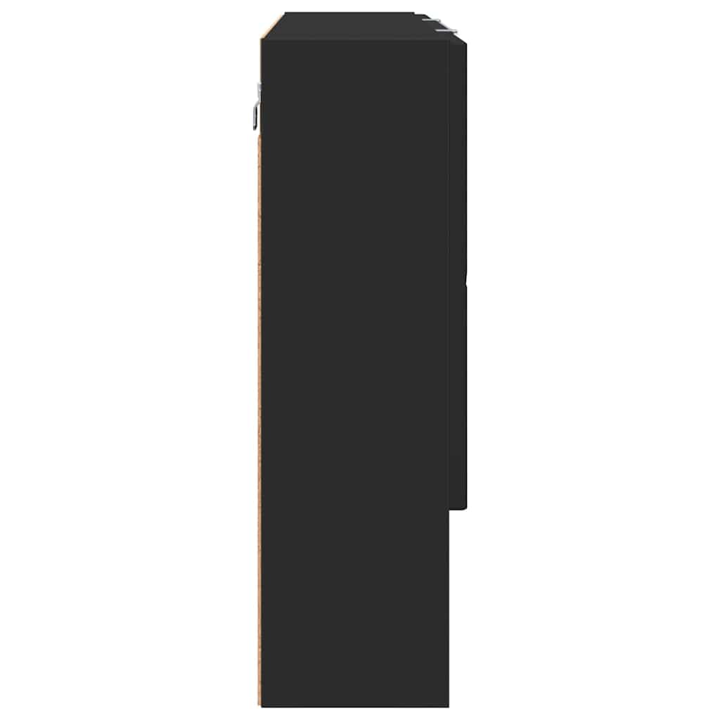 vidaXL Mirror Cabinet with Door Black 80 x 17 x 55 cm Engineered Wood