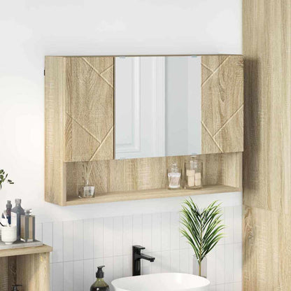 vidaXL Mirror Cabinet Sonoma Oak 80 x 17 x 55 cm Engineered Wood