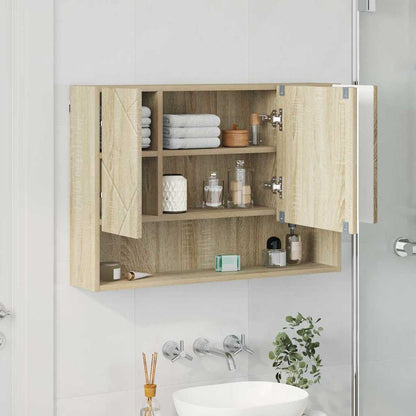 vidaXL Mirror Cabinet Sonoma Oak 80 x 17 x 55 cm Engineered Wood